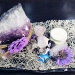 Amethysit combinationation 2 hearts of rose and clear Quartz with Aroma Candle