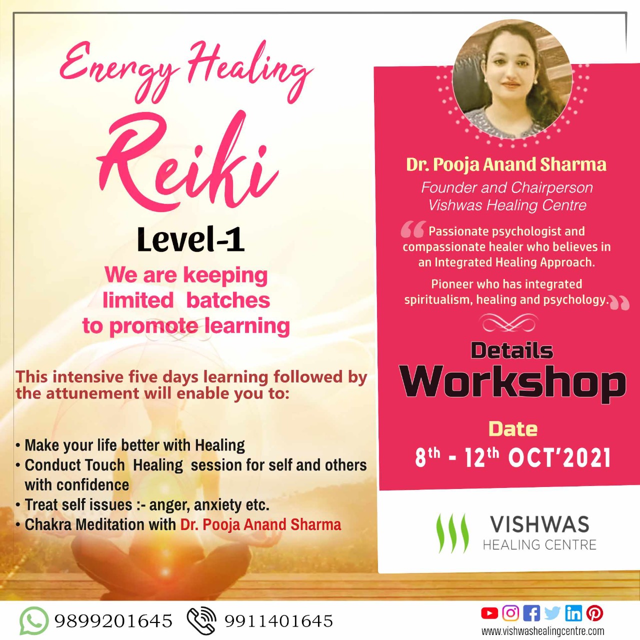 energy healing reiki level 1 workshop