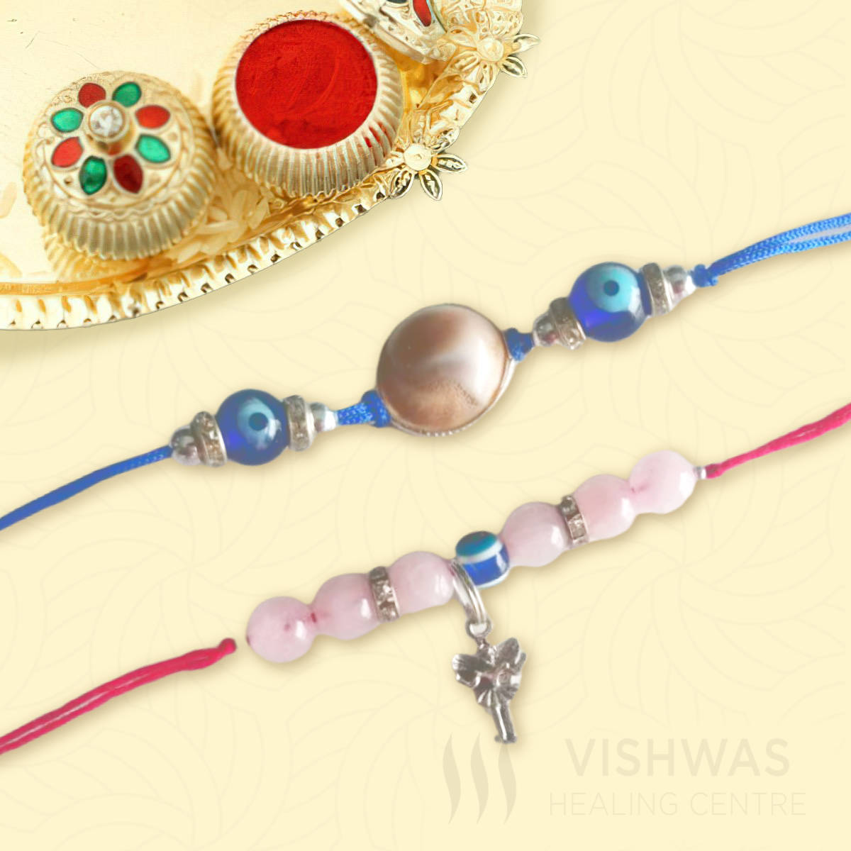 Love And Protection Crystal Rakhi (Special Combination Offers) For Bhai & Bhabhi