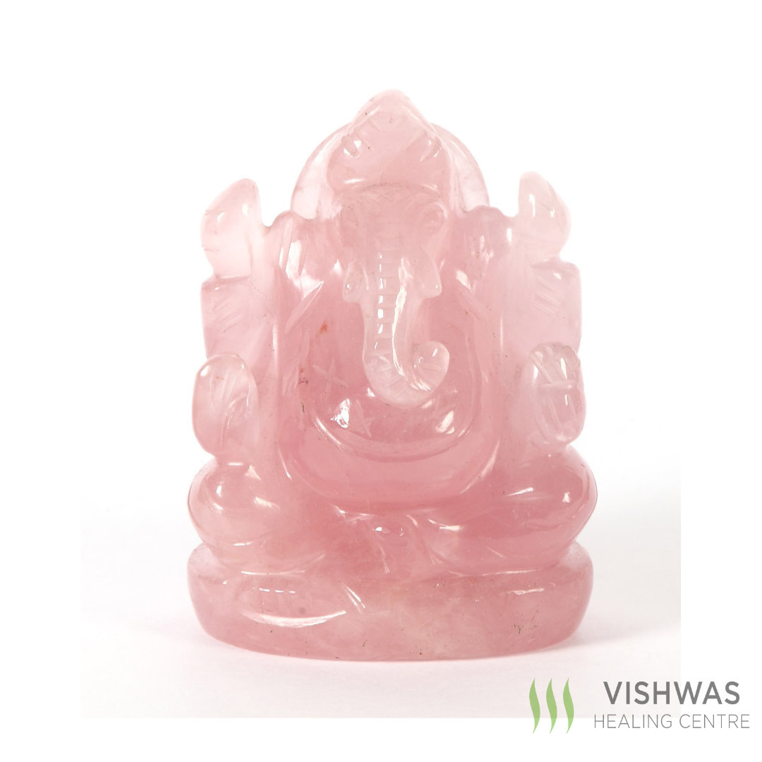 Rose Quartz Crystal Ganesh Idol