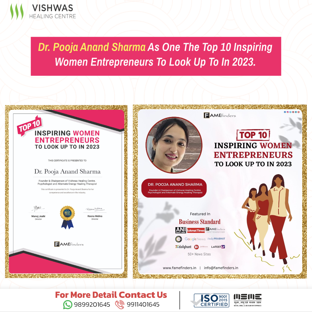 Dr Pooja Anand Sharma as one the Top 10 inspiring women entrepreneurs to look up to in 2023